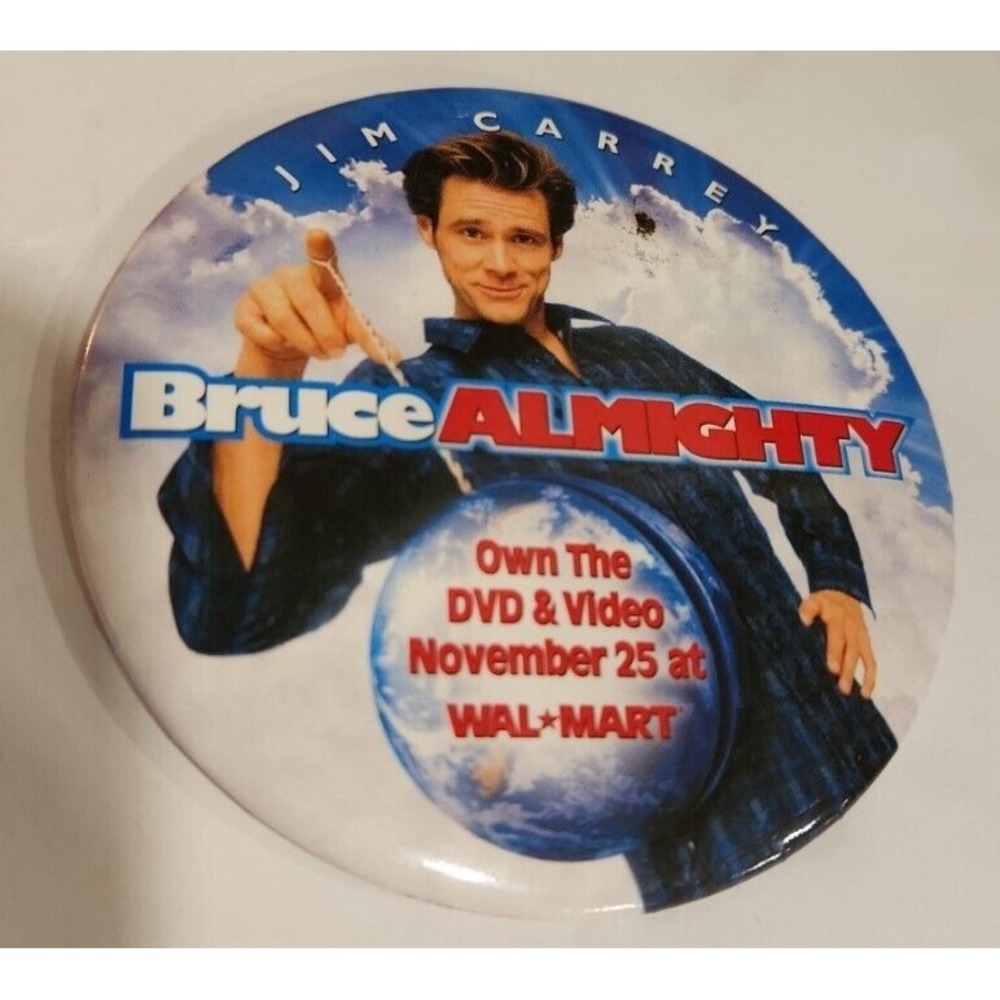 Bruce Almighty Jim Carrey DVD Video Promotion Pinback 056‎